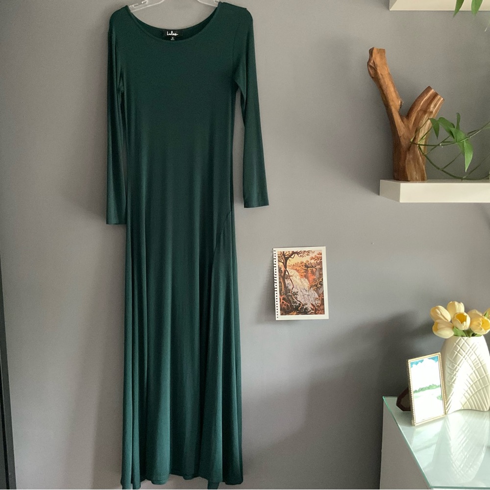 Forest Green Lulu’s Long Sleeve Maxi Dress - Picture 3 of 6